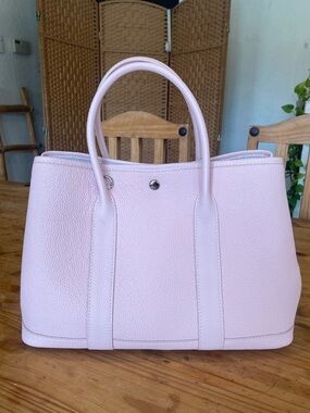 Light Pink Leather Garden party tote bag
